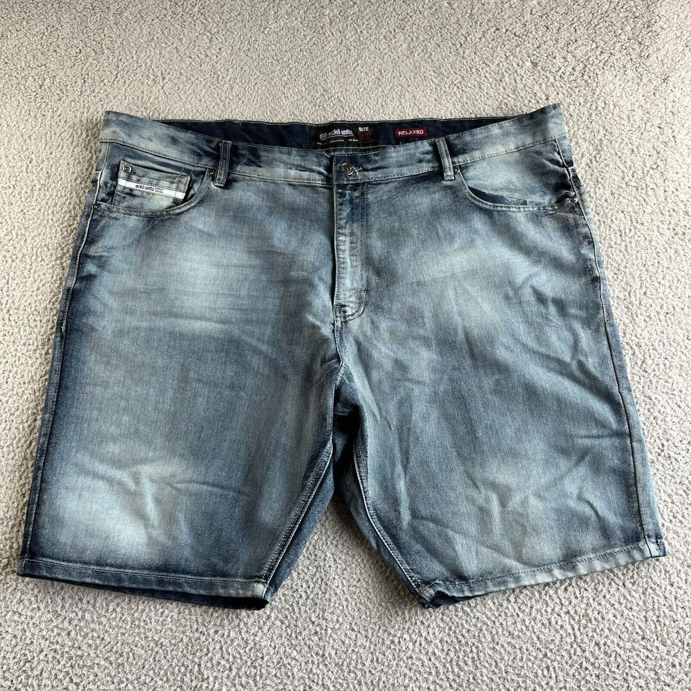 NEW Ecko Unltd. Shorts Mens 48 (Fits‎ 50) Bermuda Denim Jean Relaxed Acid Wash